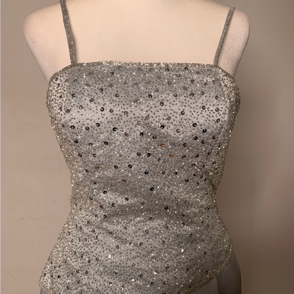 Asymmetrical sequins Silver Dress